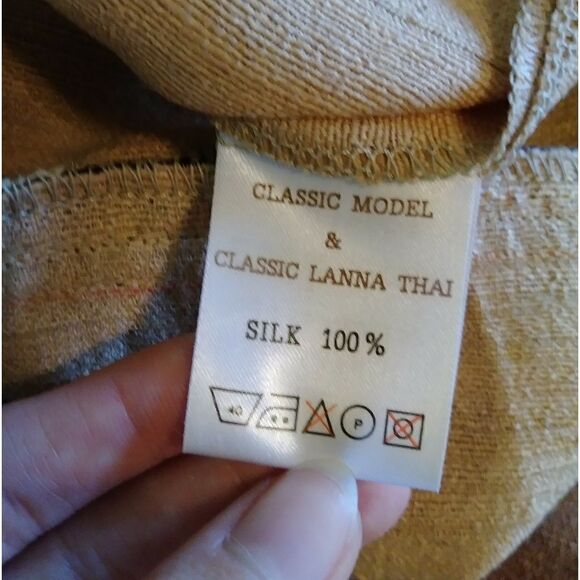 Classic Lanna Thai 100% Raw Silk Button Up Shirt Tunic - Picture 6 of 7